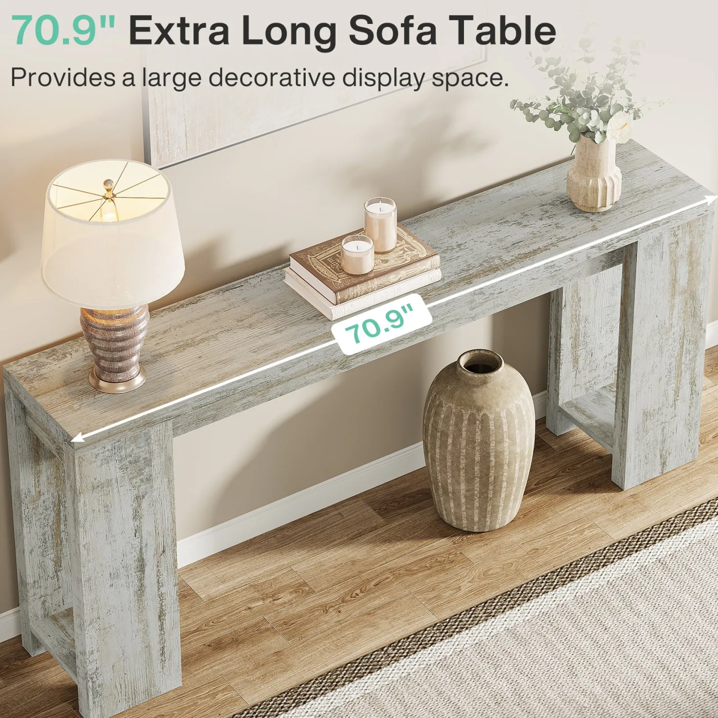 Tribesigns 70.9" Extra Long Console Table, Farmhouse Narrow Sofa Table for Entryway