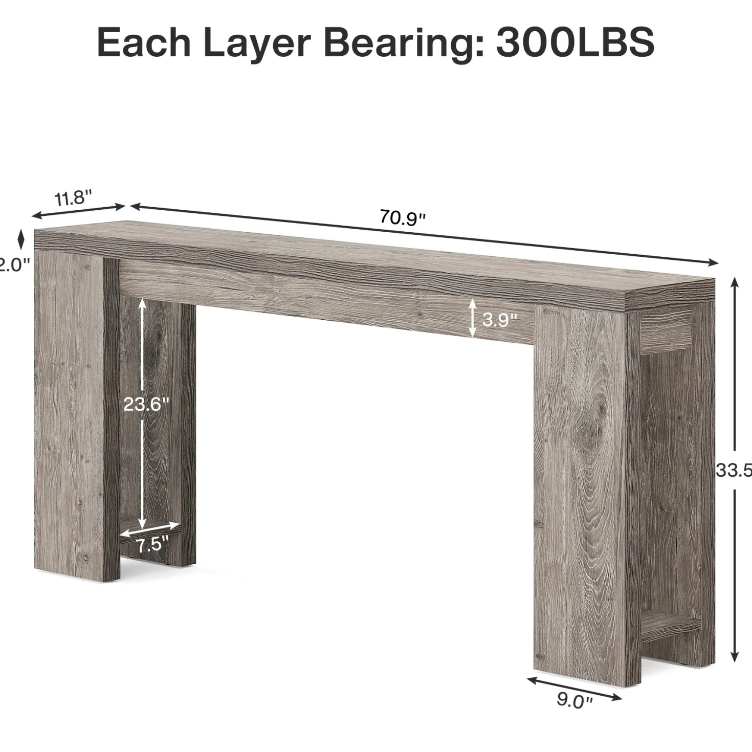 Tribesigns 70.9" Extra Long Console Table, Farmhouse Narrow Sofa Table for Entryway