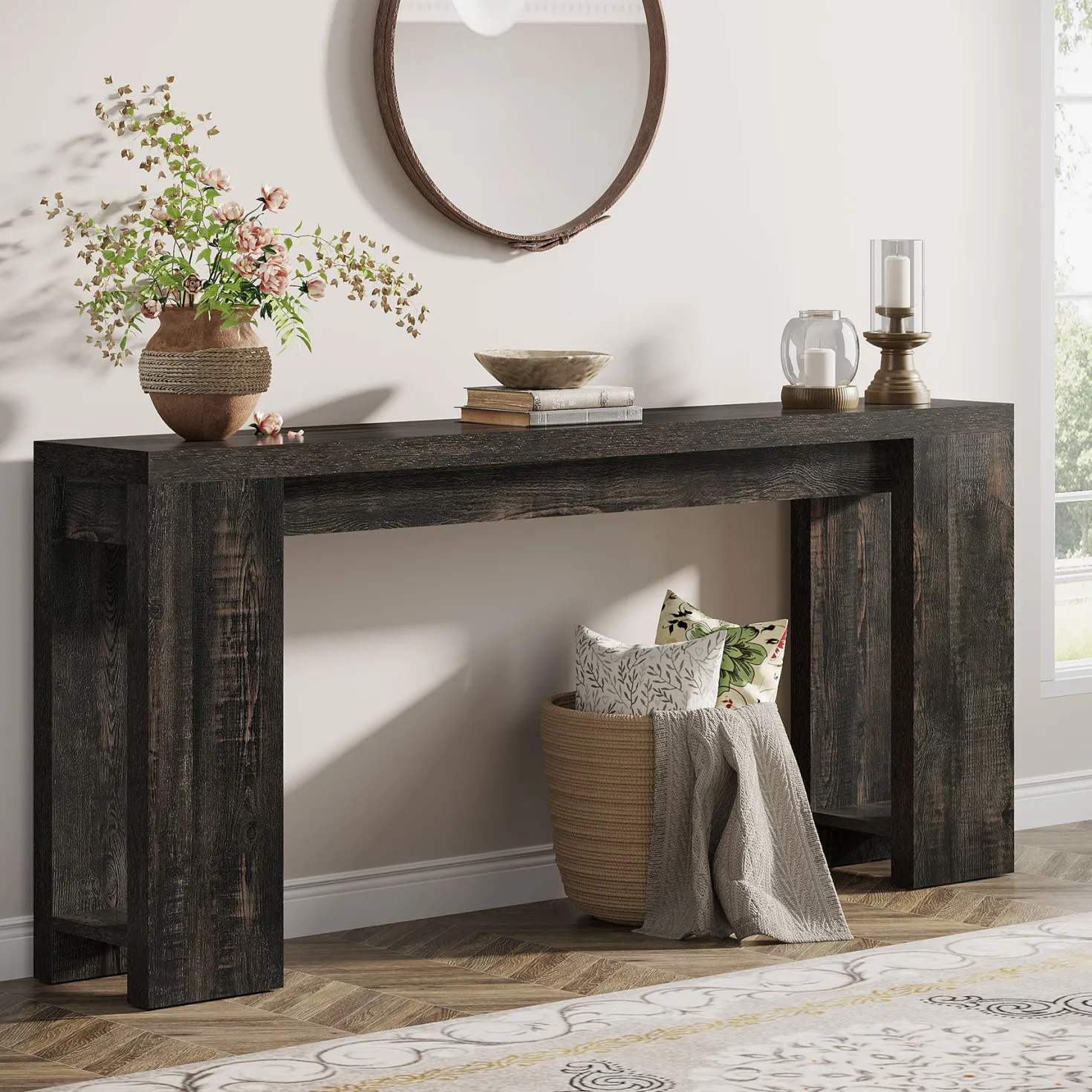 Tribesigns 70.9" Extra Long Console Table, Farmhouse Narrow Sofa Table for Entryway