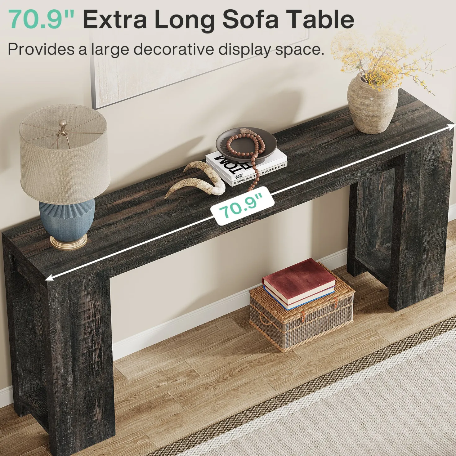 Tribesigns 70.9" Extra Long Console Table, Farmhouse Narrow Sofa Table for Entryway