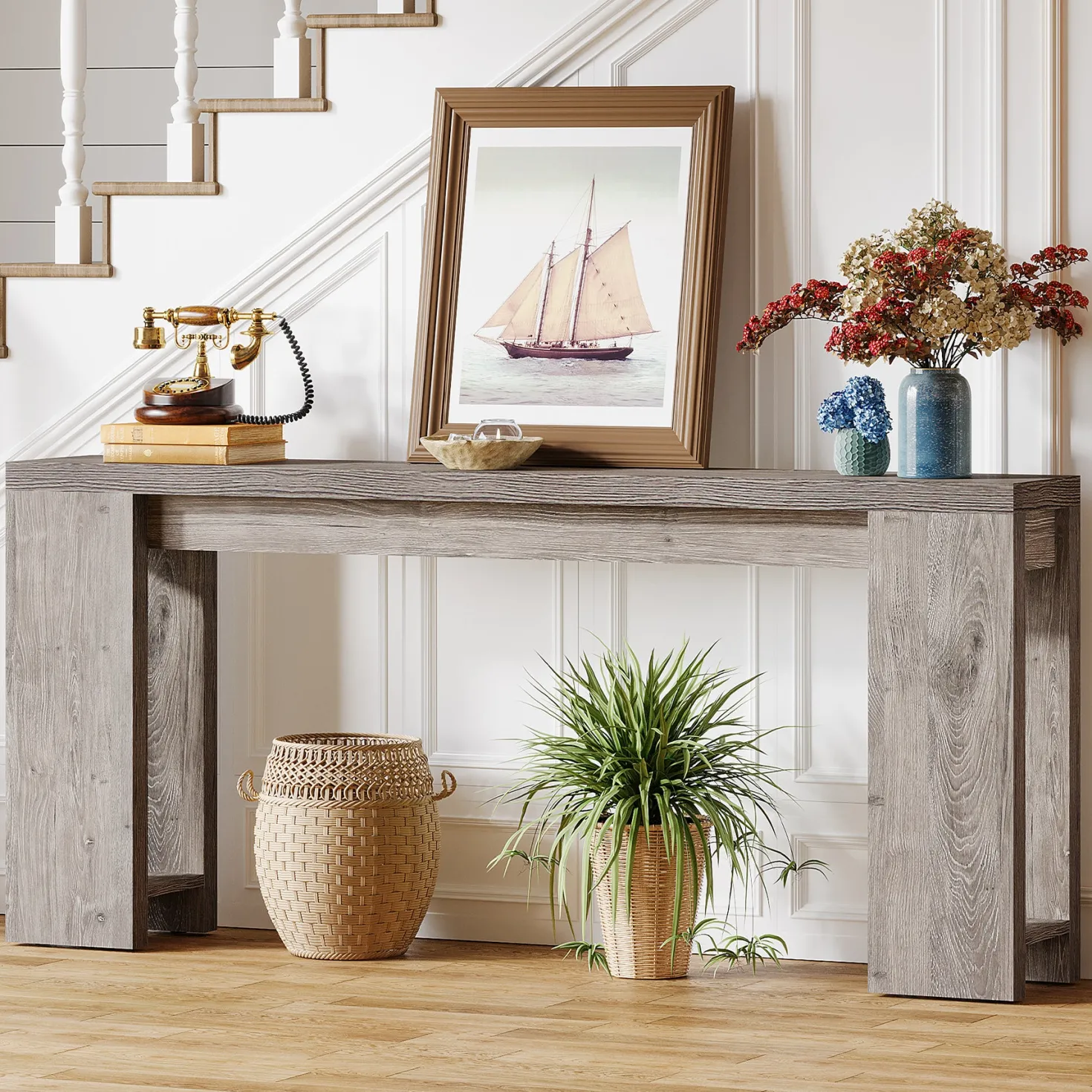 Tribesigns 70.9" Extra Long Console Table, Farmhouse Narrow Sofa Table for Entryway