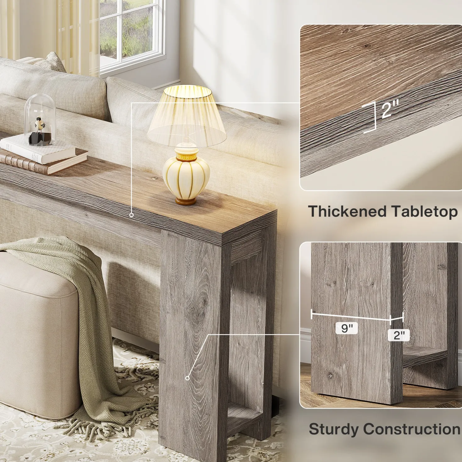Tribesigns 70.9" Extra Long Console Table, Farmhouse Narrow Sofa Table for Entryway