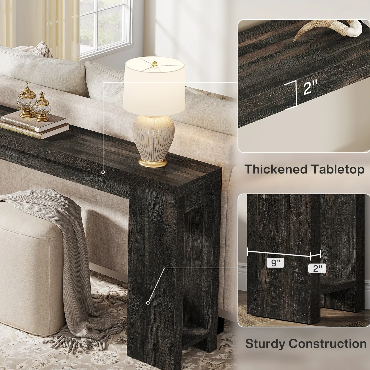 Tribesigns 70.9" Extra Long Console Table, Farmhouse Narrow Sofa Table for Entryway