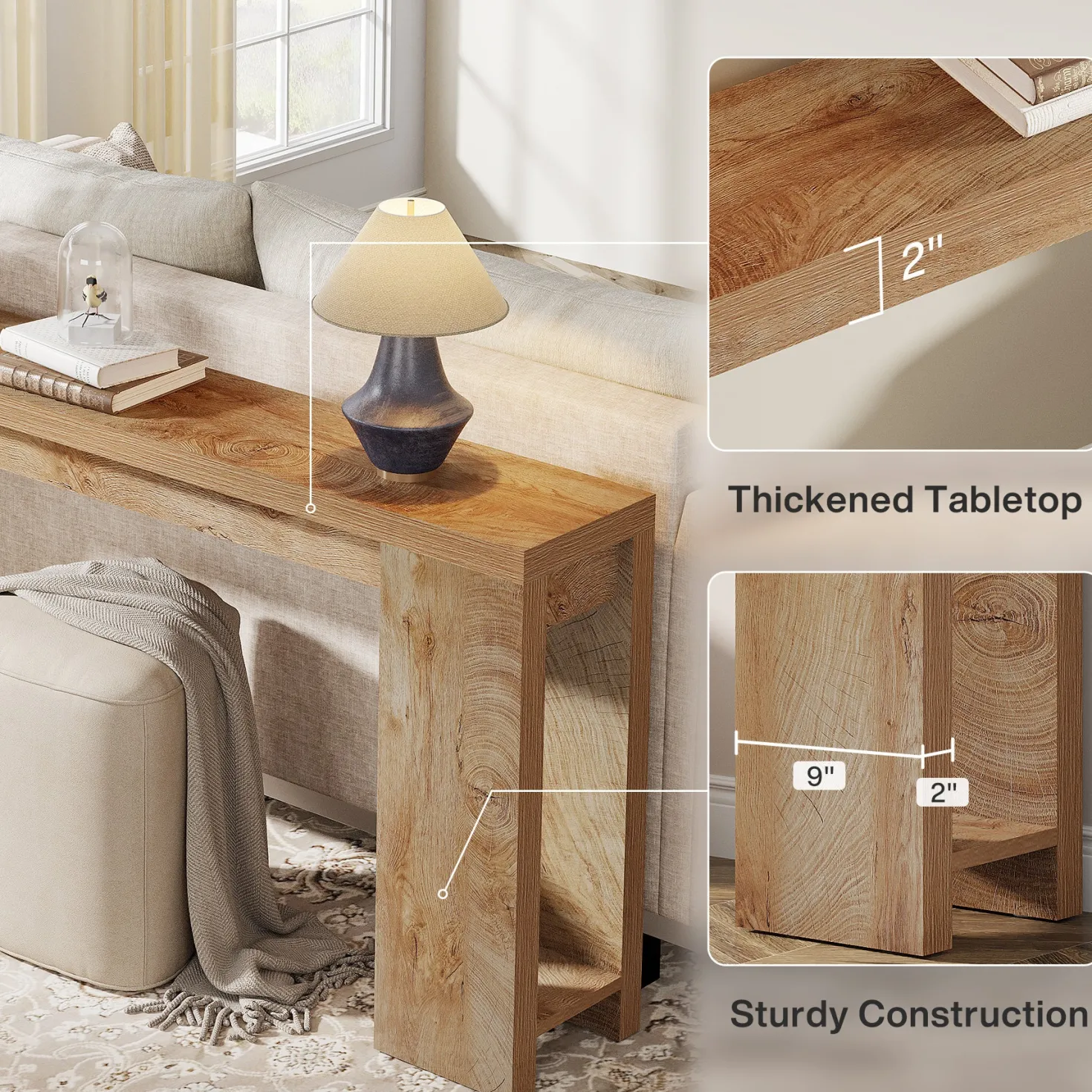 Tribesigns 70.9" Extra Long Console Table, Farmhouse Narrow Sofa Table for Entryway