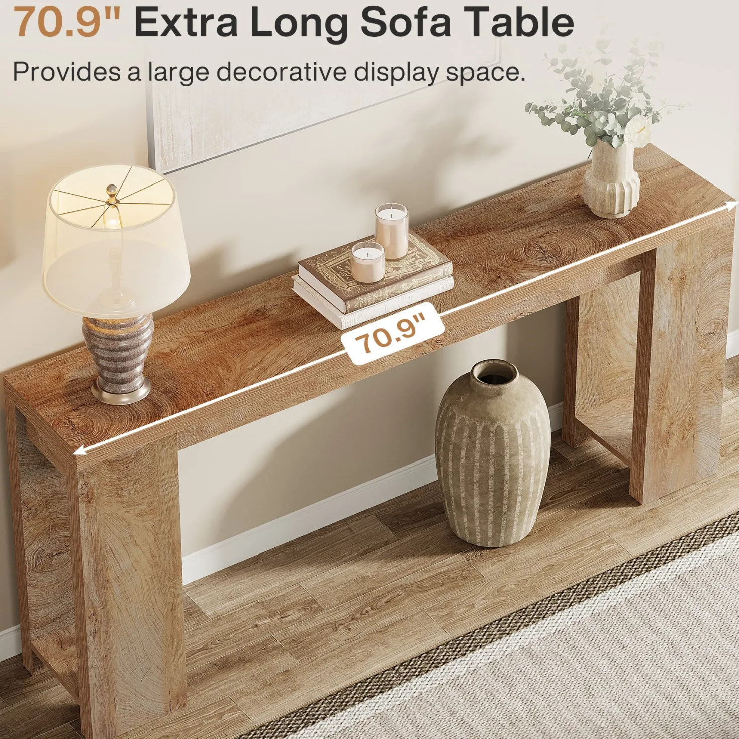 Tribesigns 70.9" Extra Long Console Table, Farmhouse Narrow Sofa Table for Entryway