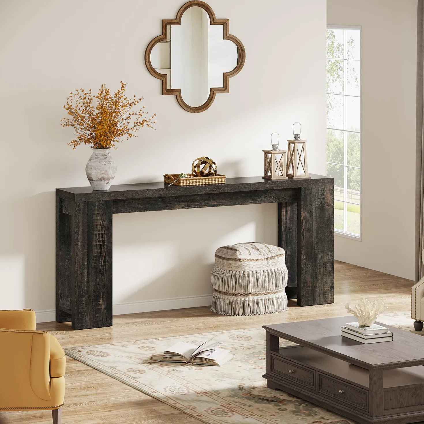 Tribesigns 70.9" Extra Long Console Table, Farmhouse Narrow Sofa Table for Entryway