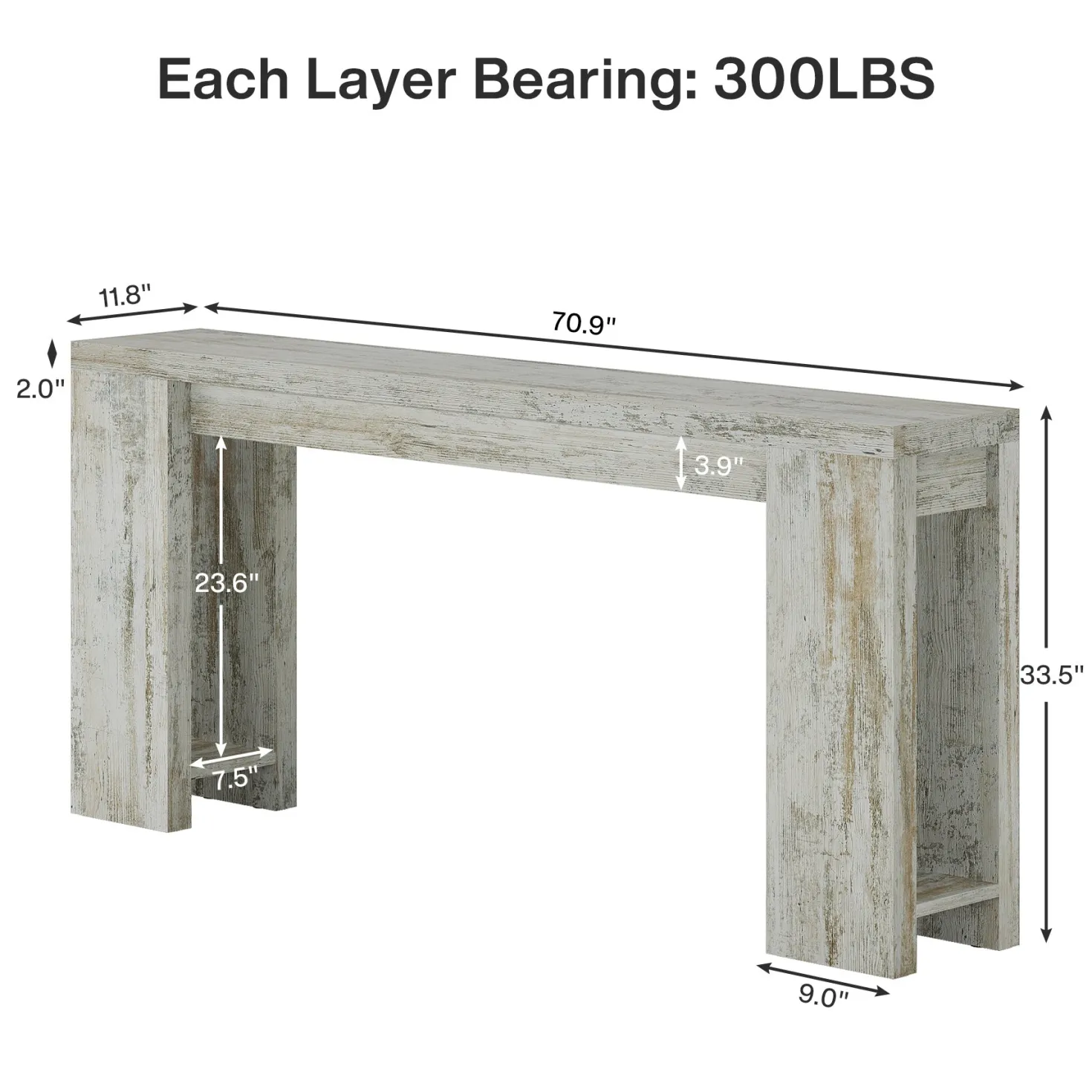 Tribesigns 70.9" Extra Long Console Table, Farmhouse Narrow Sofa Table for Entryway