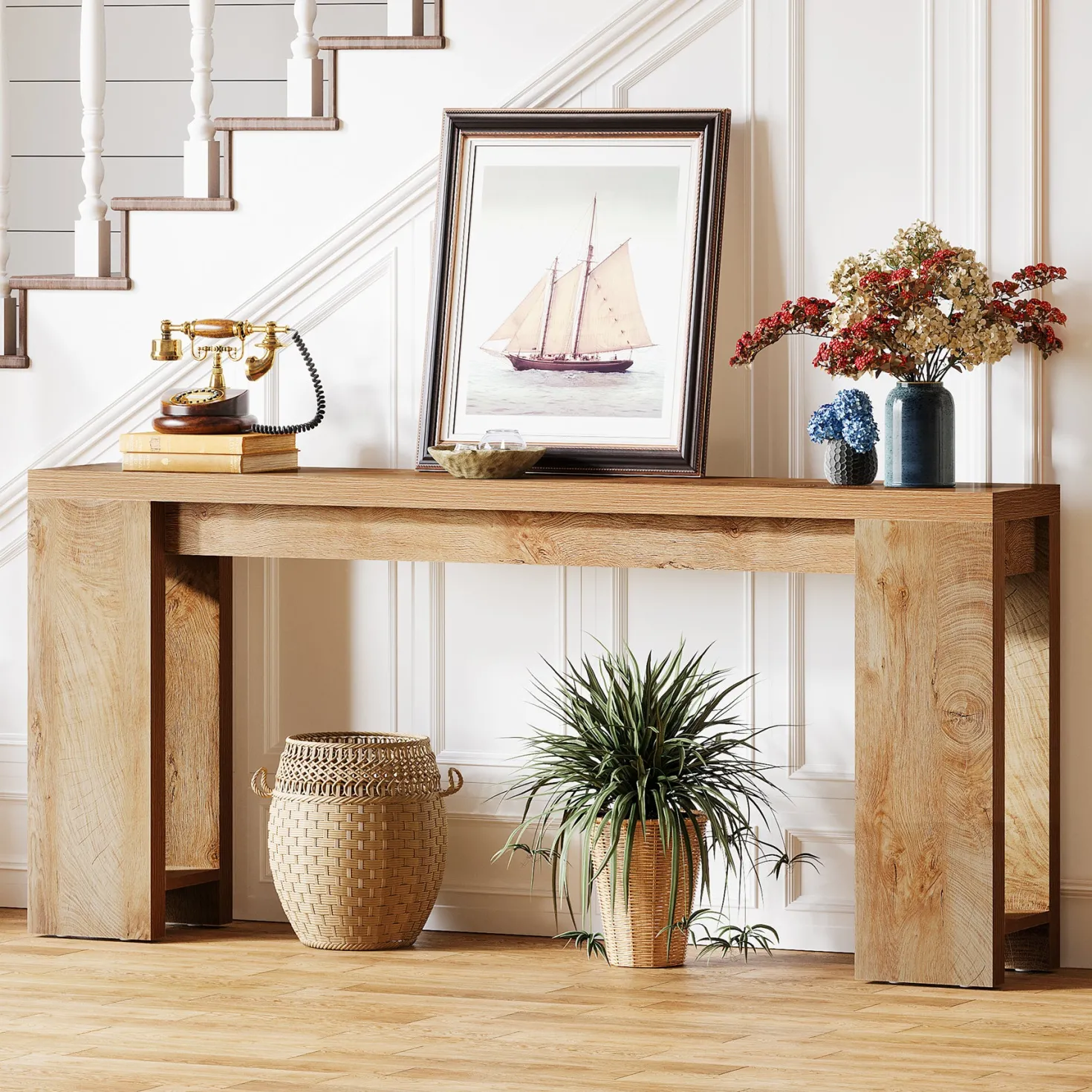Tribesigns 70.9" Extra Long Console Table, Farmhouse Narrow Sofa Table for Entryway