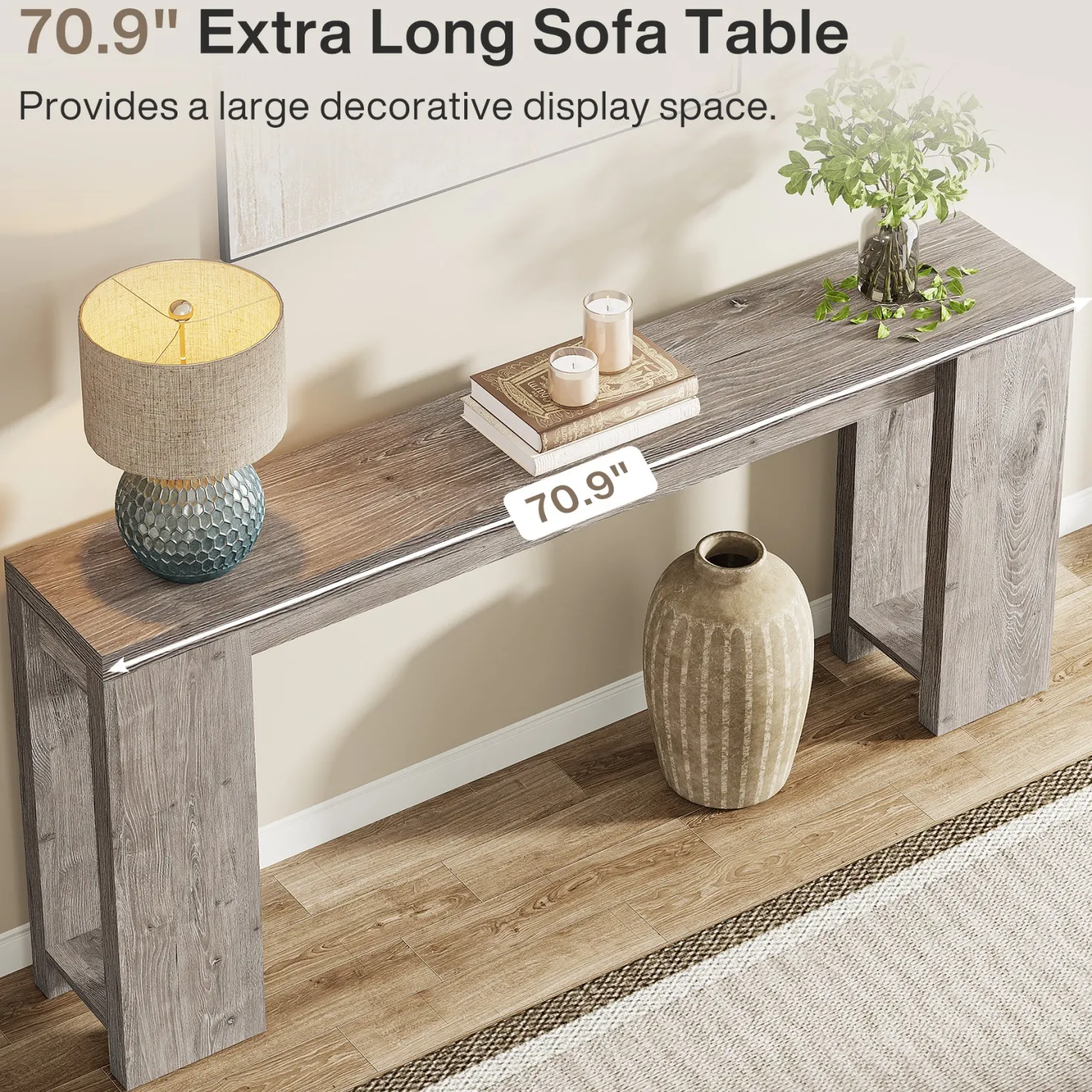 Tribesigns 70.9" Extra Long Console Table, Farmhouse Narrow Sofa Table for Entryway