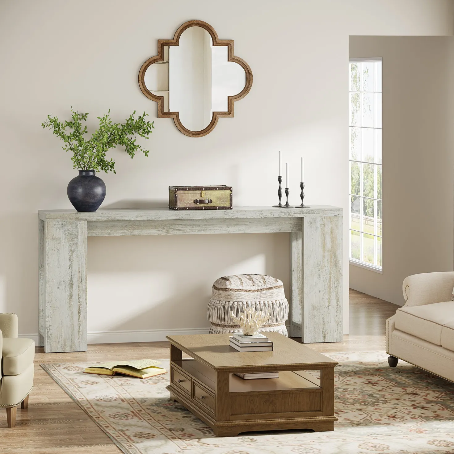 Tribesigns 70.9" Extra Long Console Table, Farmhouse Narrow Sofa Table for Entryway