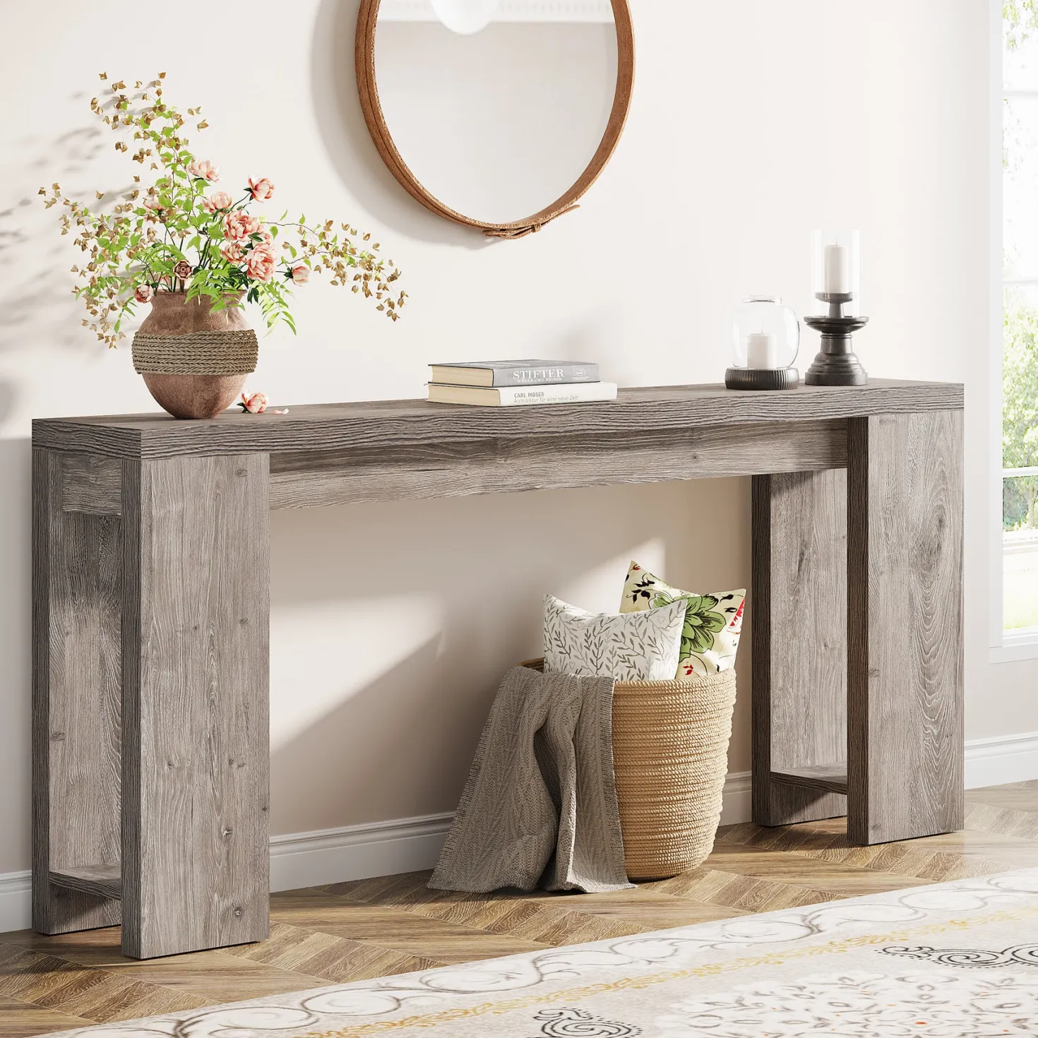 Tribesigns 70.9" Extra Long Console Table, Farmhouse Narrow Sofa Table for Entryway