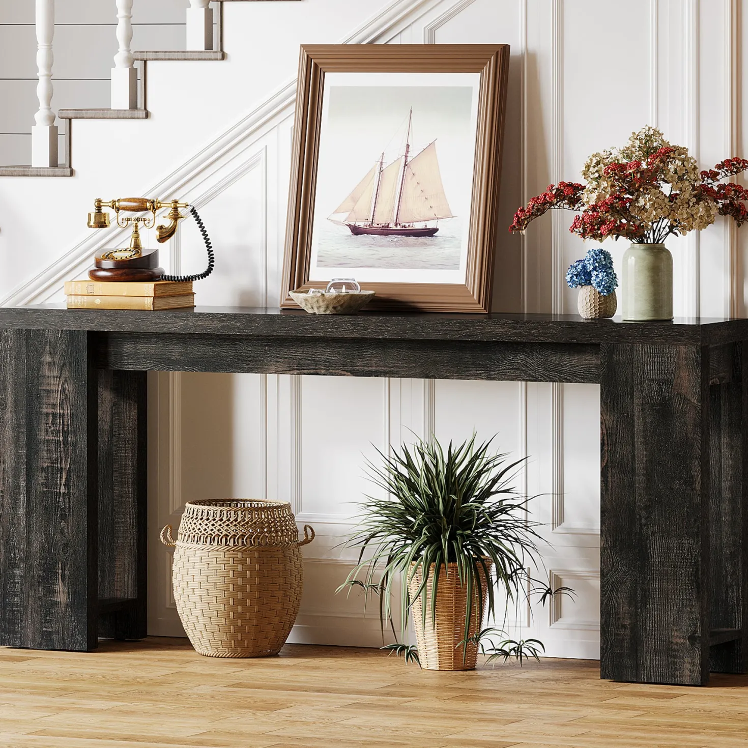 Tribesigns 70.9" Extra Long Console Table, Farmhouse Narrow Sofa Table for Entryway