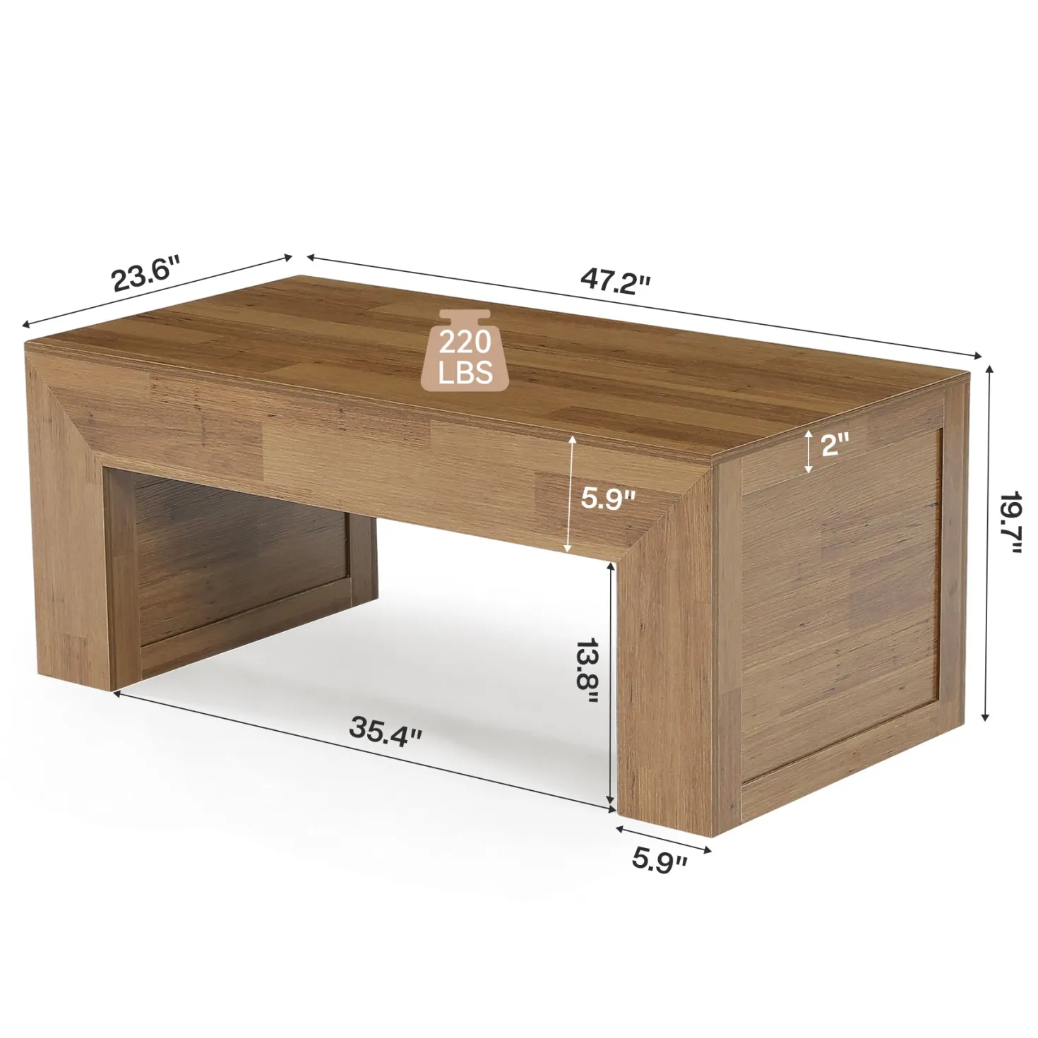 Tribesigns 47" Farmhouse Coffee Table, Wooden Center Table for Living Room