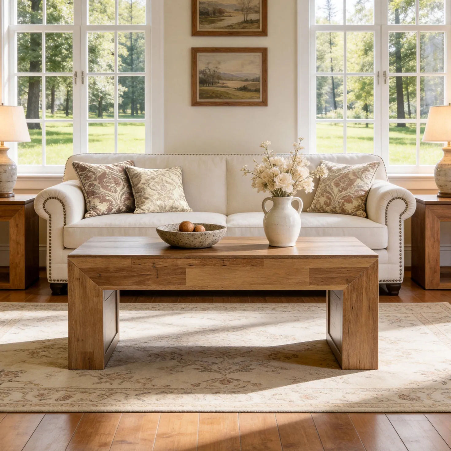 Tribesigns 47" Farmhouse Coffee Table, Wooden Center Table for Living Room