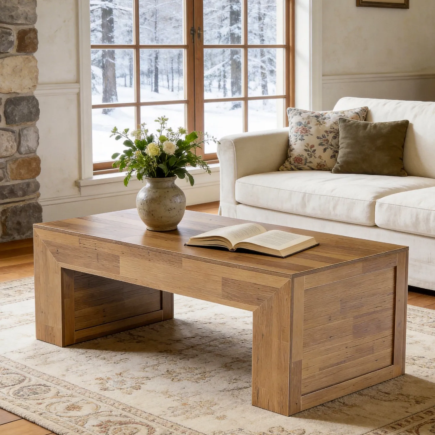 Tribesigns 47" Farmhouse Coffee Table, Wooden Center Table for Living Room