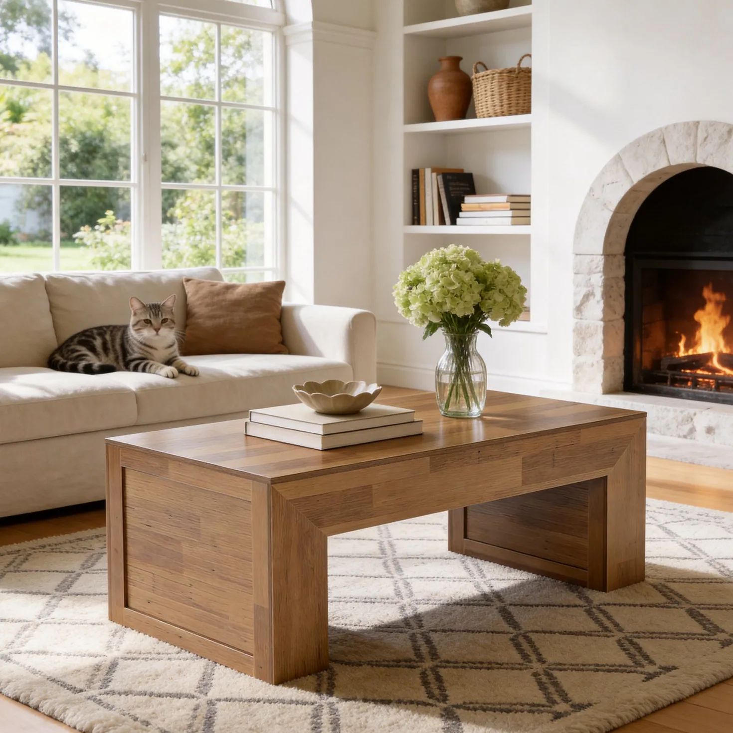 Tribesigns 47" Farmhouse Coffee Table, Wooden Center Table for Living Room