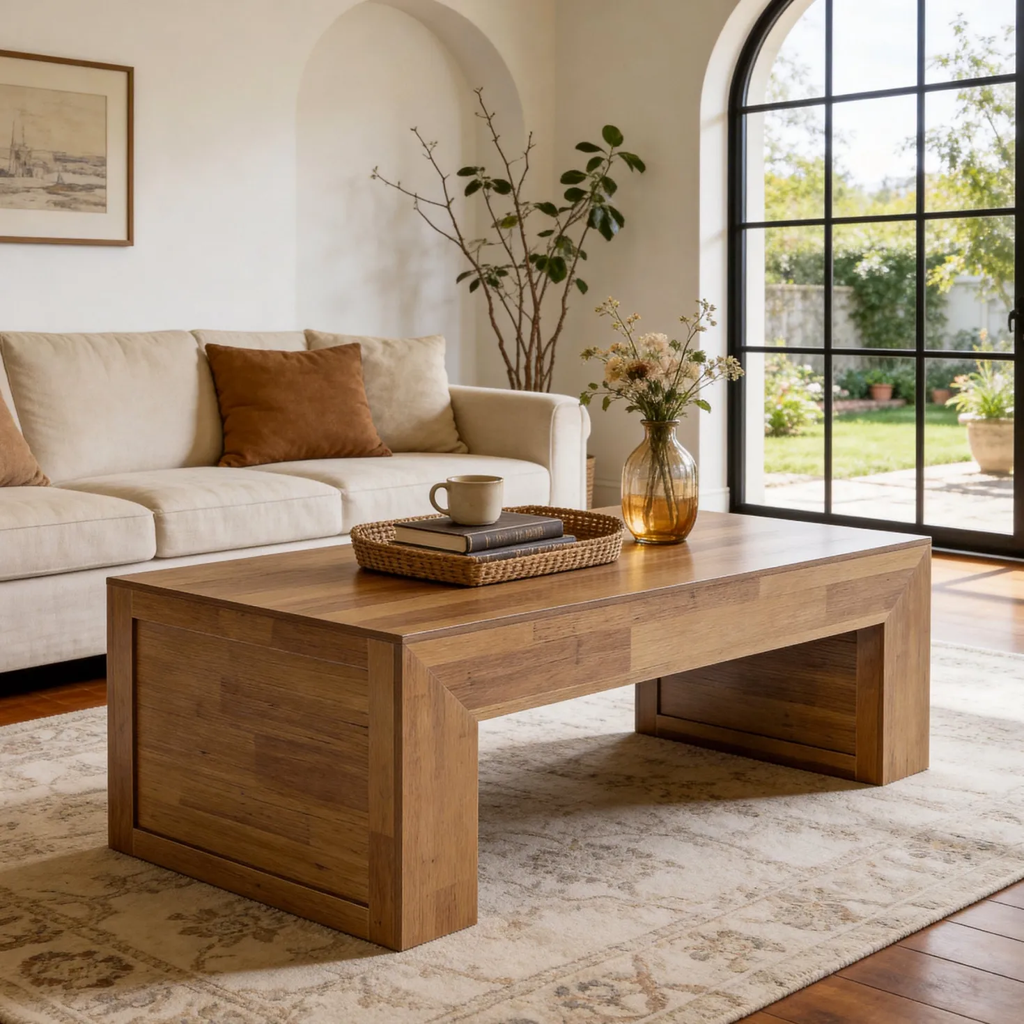 Tribesigns 47" Farmhouse Coffee Table, Wooden Center Table for Living Room