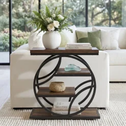 Tribesigns 25.59 Inch Narrow Side Table with Storage, 4 Tier Industrial End Table