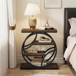 Tribesigns 25.59 Inch Narrow Side Table with Storage, 4 Tier Industrial End Table