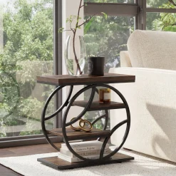 Tribesigns 25.59 Inch Narrow Side Table with Storage, 4 Tier Industrial End Table