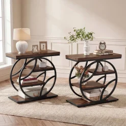Tribesigns 25.59 Inch Narrow Side Table with Storage, 4 Tier Industrial End Table