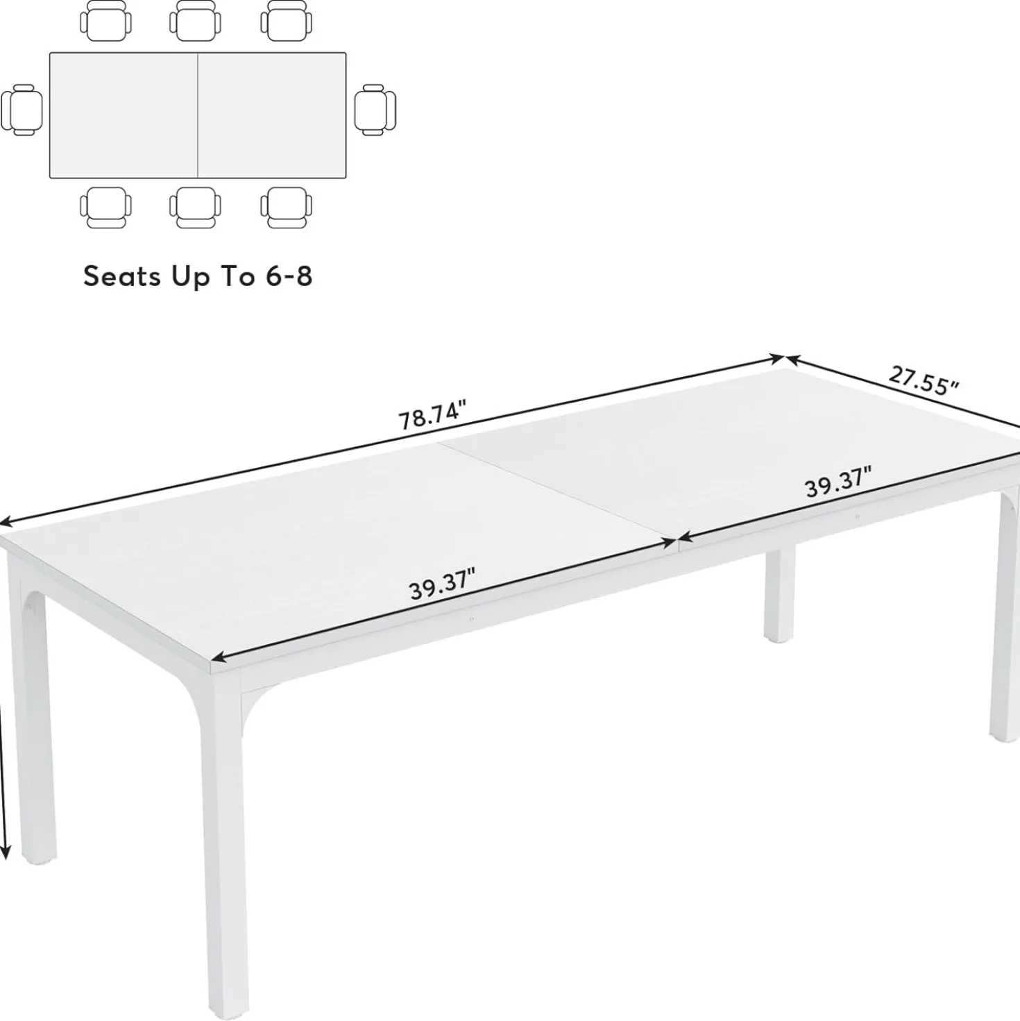 Tribesigns 78.7" Industrial Dining Table, Rustic Rectangular Wood Table with Metal Legs