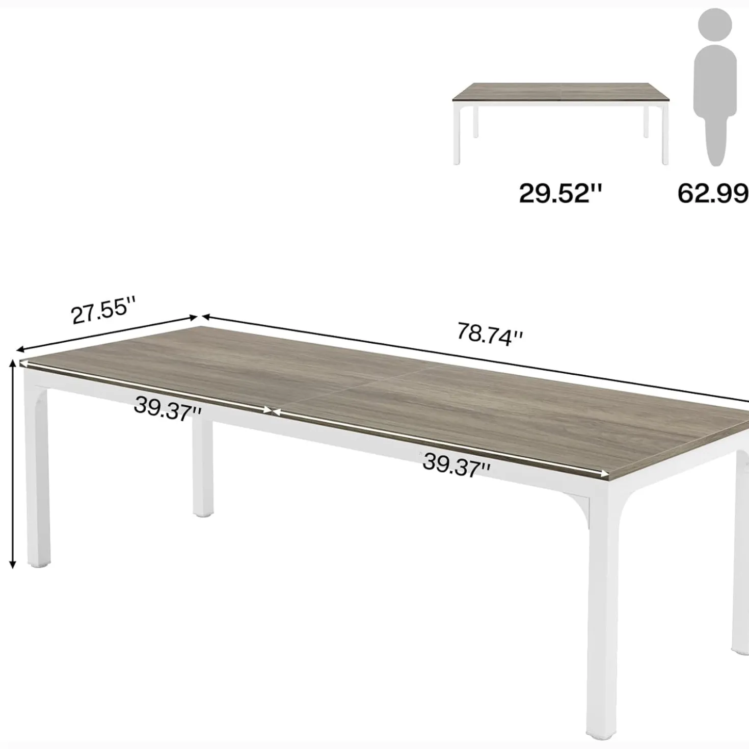 Tribesigns 78.7" Industrial Dining Table, Rustic Rectangular Wood Table with Metal Legs