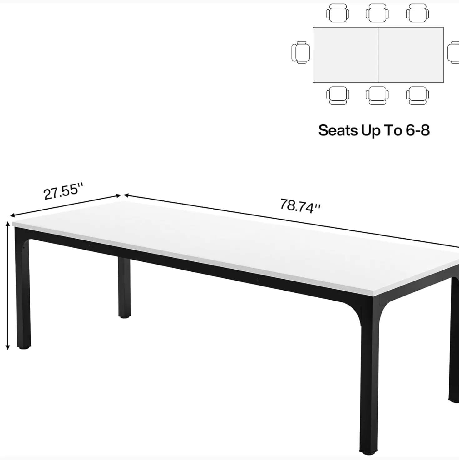 Tribesigns 78.7" Industrial Dining Table, Rustic Rectangular Wood Table with Metal Legs