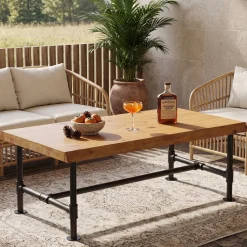 Tribesigns 47.2" Live Edge Coffee Table, Pine Wood Center Table for Living Room