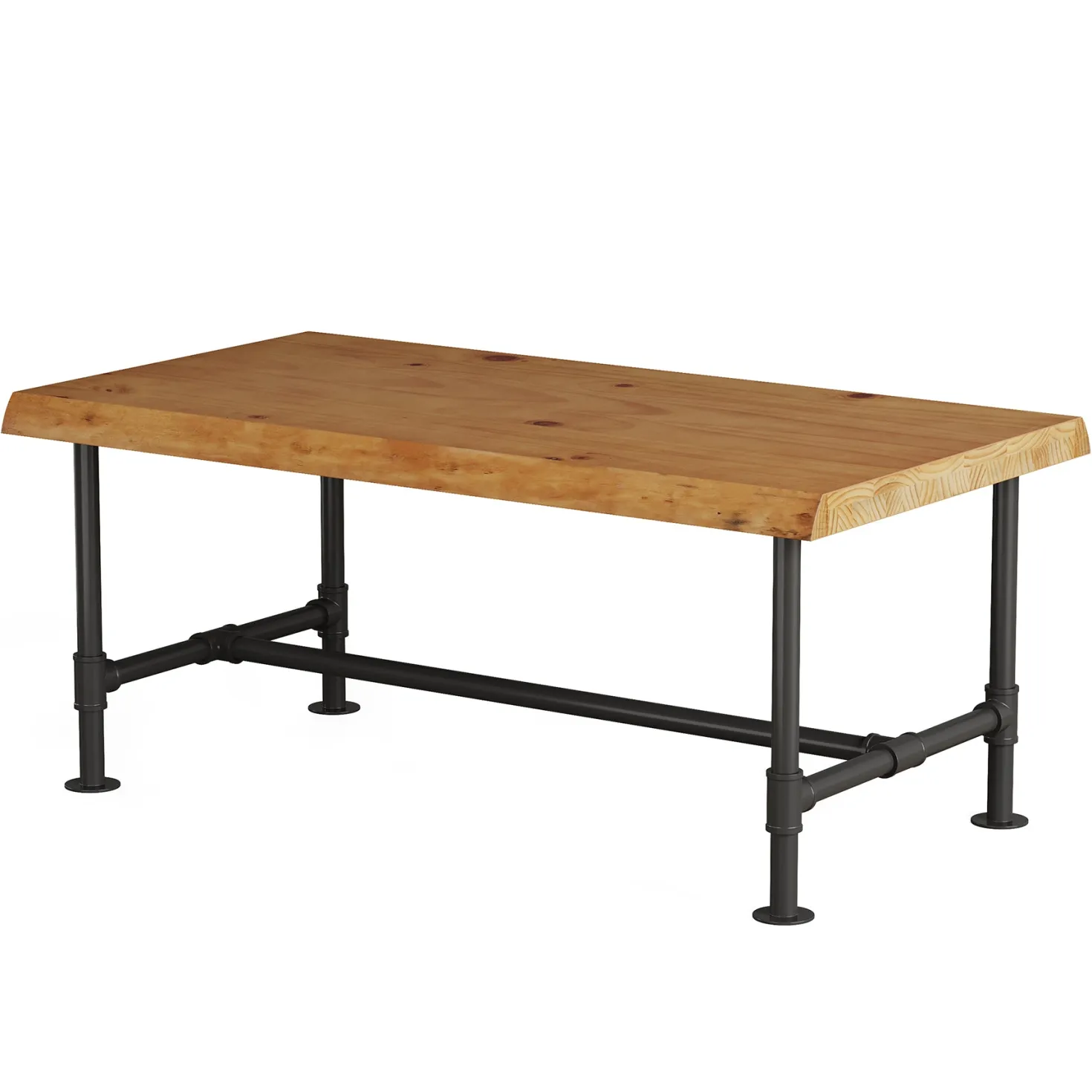Tribesigns 47.2" Live Edge Coffee Table, Pine Wood Center Table for Living Room
