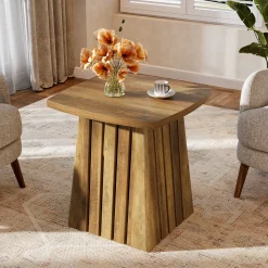 Tribesigns 22.05" Modern Column Base End Table, Stylish Square Table for Living Room