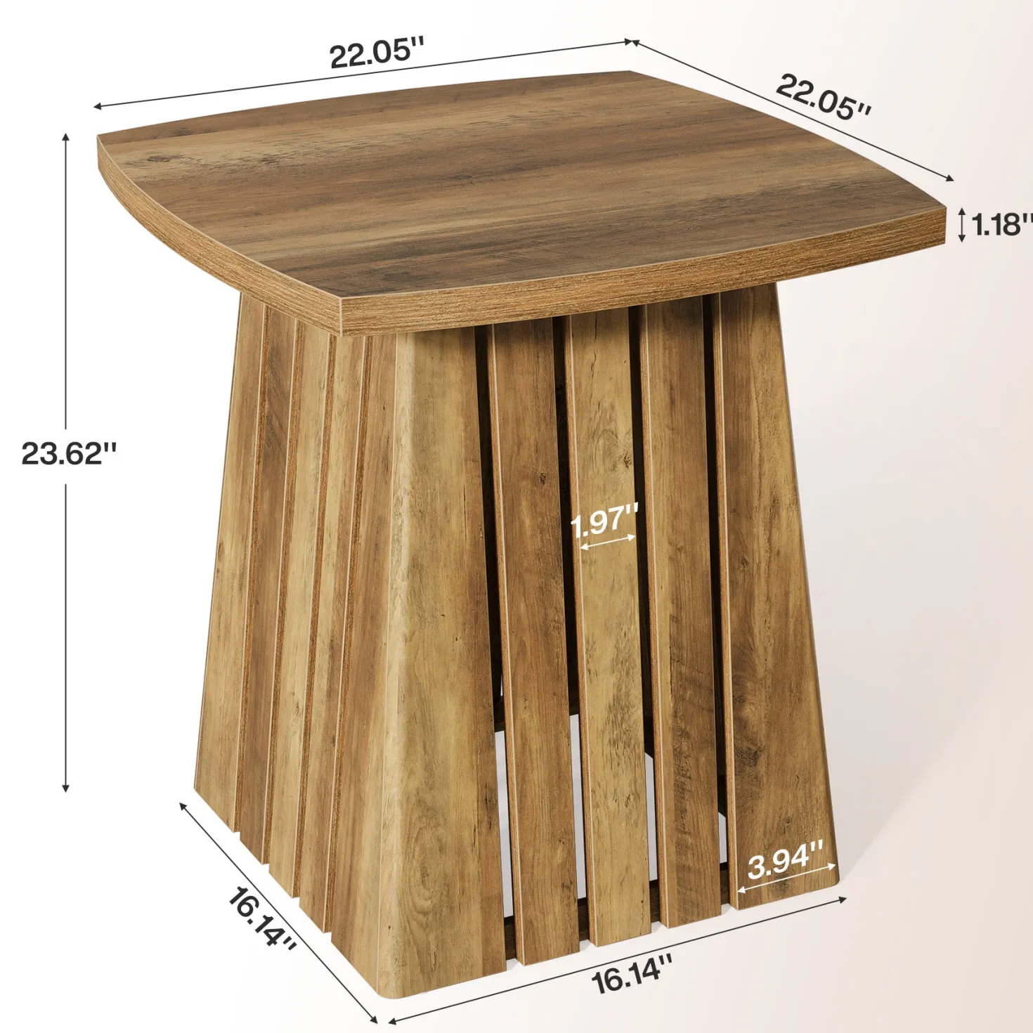 Tribesigns 22.05" Modern Column Base End Table, Stylish Square Table for Living Room