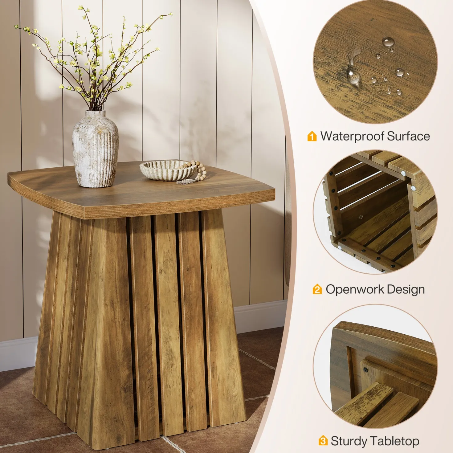 Tribesigns 22.05" Modern Column Base End Table, Stylish Square Table for Living Room