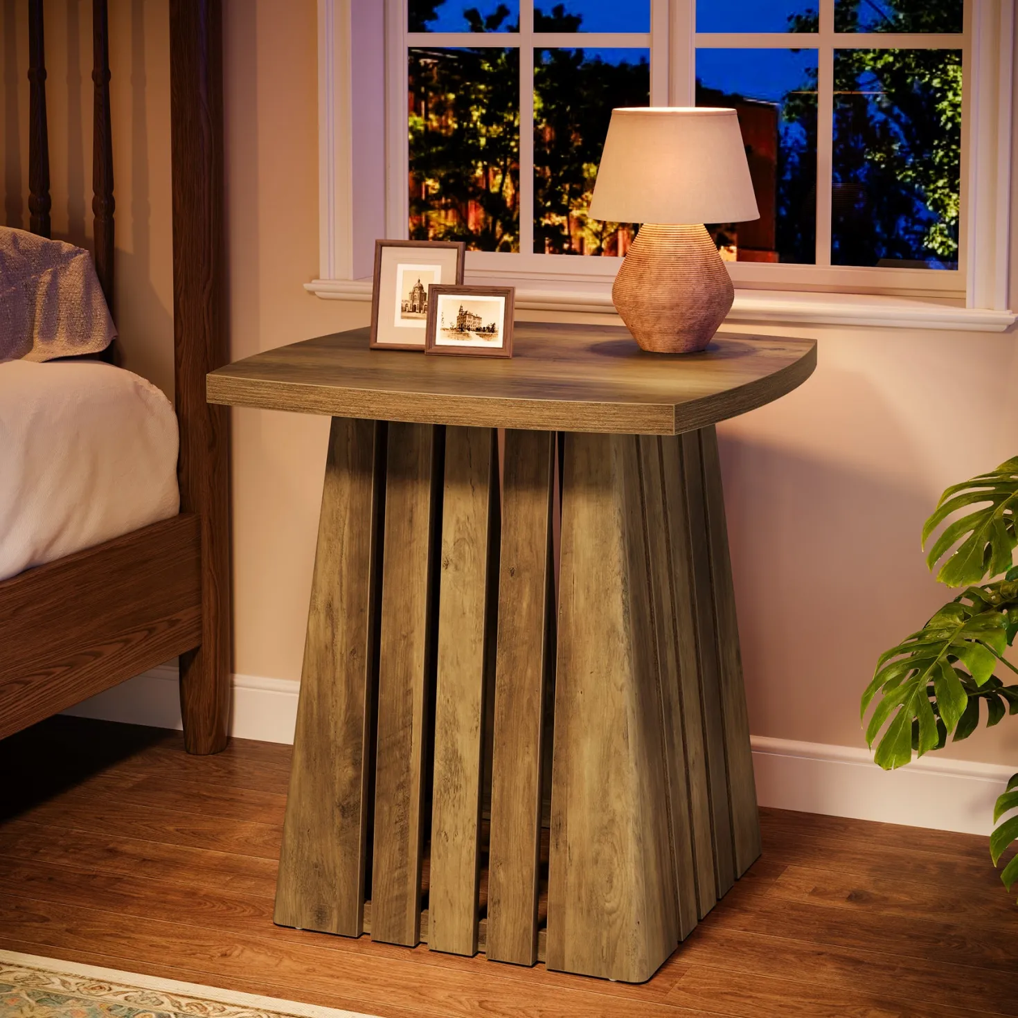 Tribesigns 22.05" Modern Column Base End Table, Stylish Square Table for Living Room