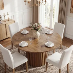 Tribesigns 47.24" Round Dining Table, Solid Wood Table for 4-6 People