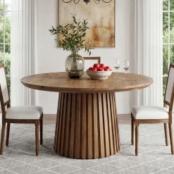 Tribesigns 47.24" Round Dining Table, Solid Wood Table for 4-6 People