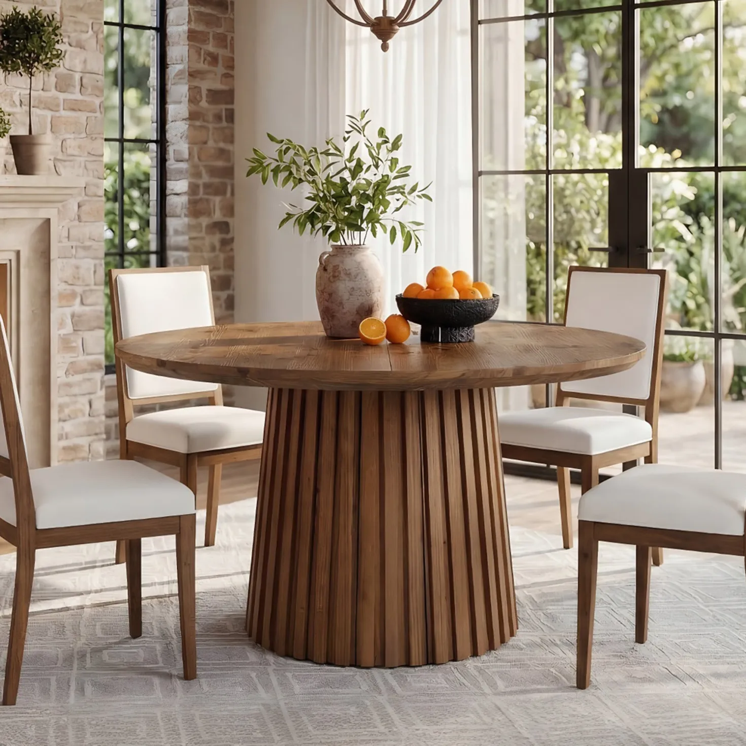 Tribesigns 47.24" Round Dining Table, Solid Wood Table for 4-6 People