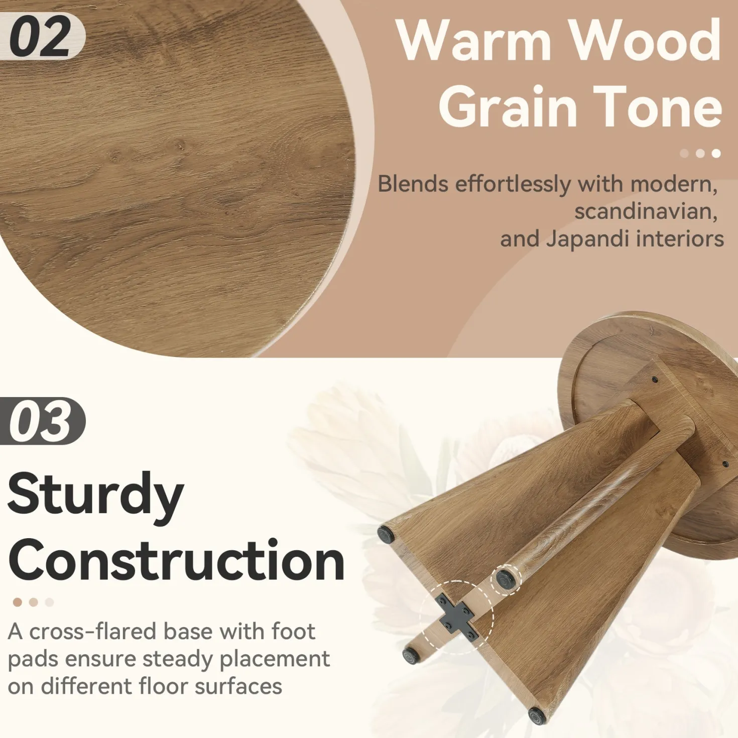 Tribesigns 19.7" Round End Table, Wooden Side Table for Living Room