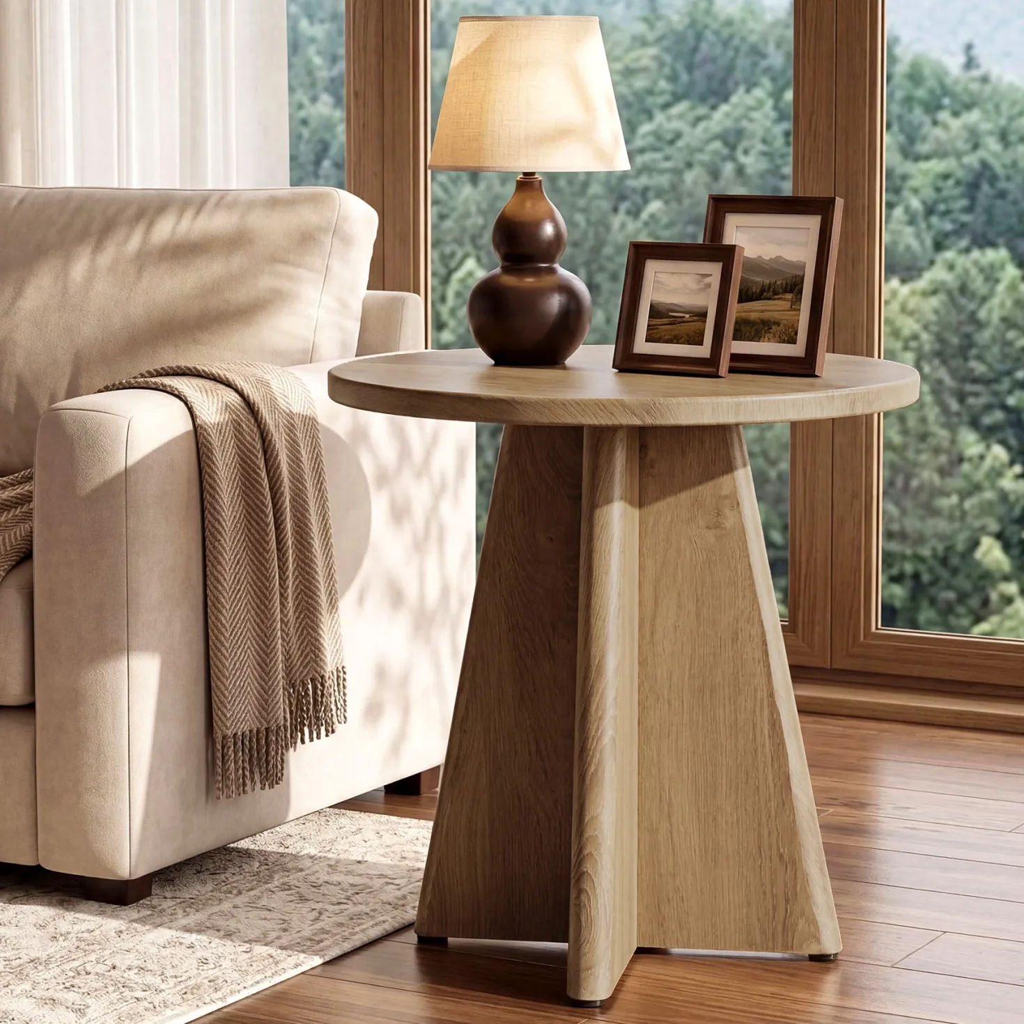 Tribesigns 19.7" Round End Table, Wooden Side Table for Living Room