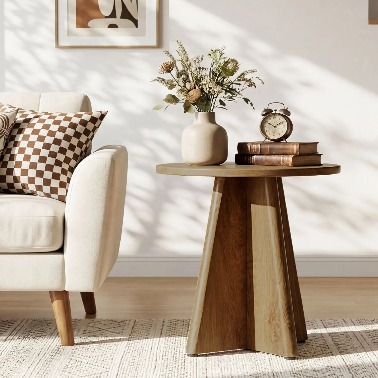 Tribesigns 19.7" Round End Table, Wooden Side Table for Living Room