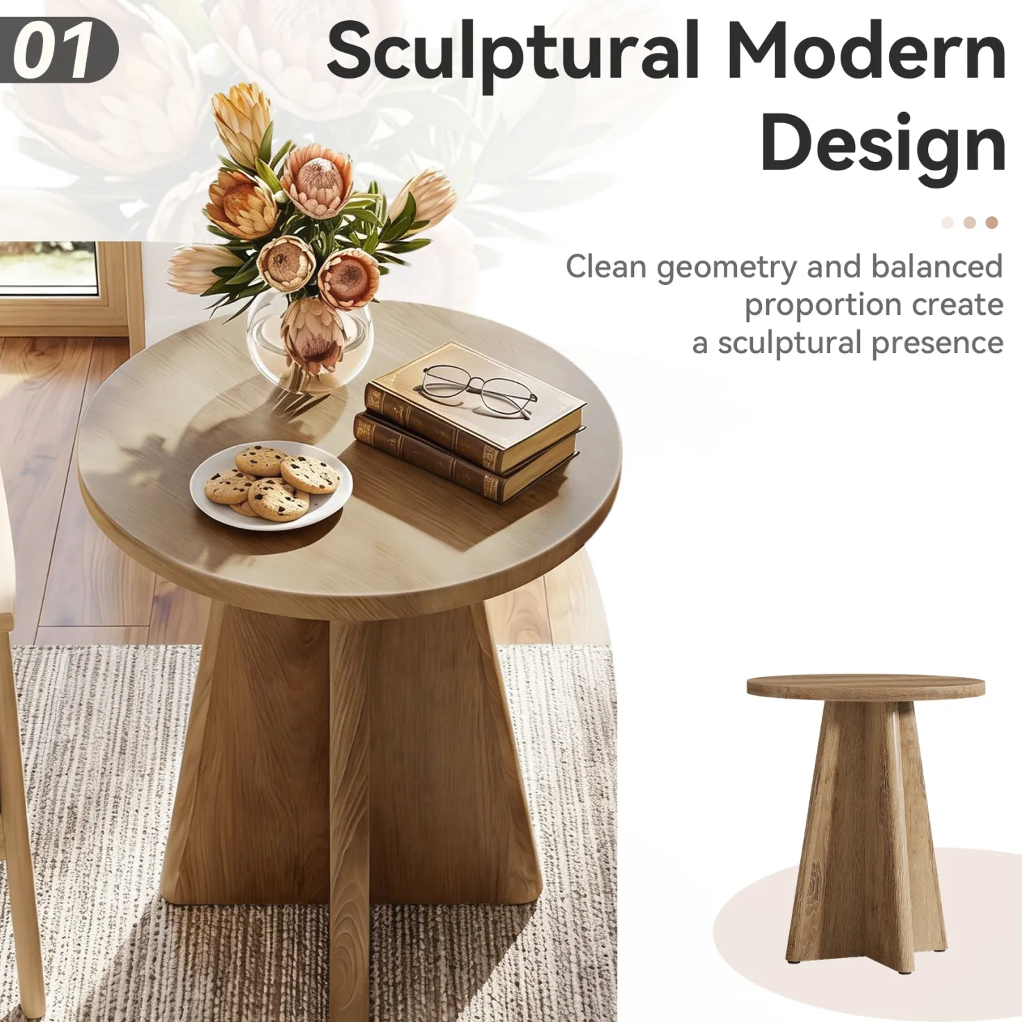 Tribesigns 19.7" Round End Table, Wooden Side Table for Living Room