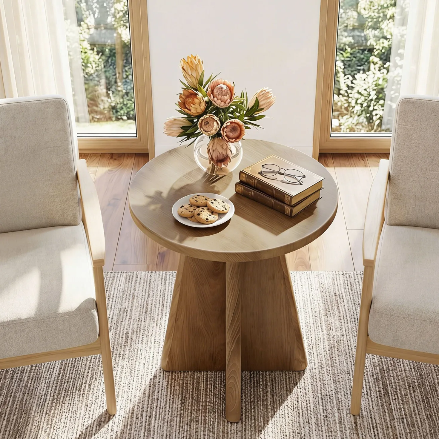 Tribesigns 19.7" Round End Table, Wooden Side Table for Living Room