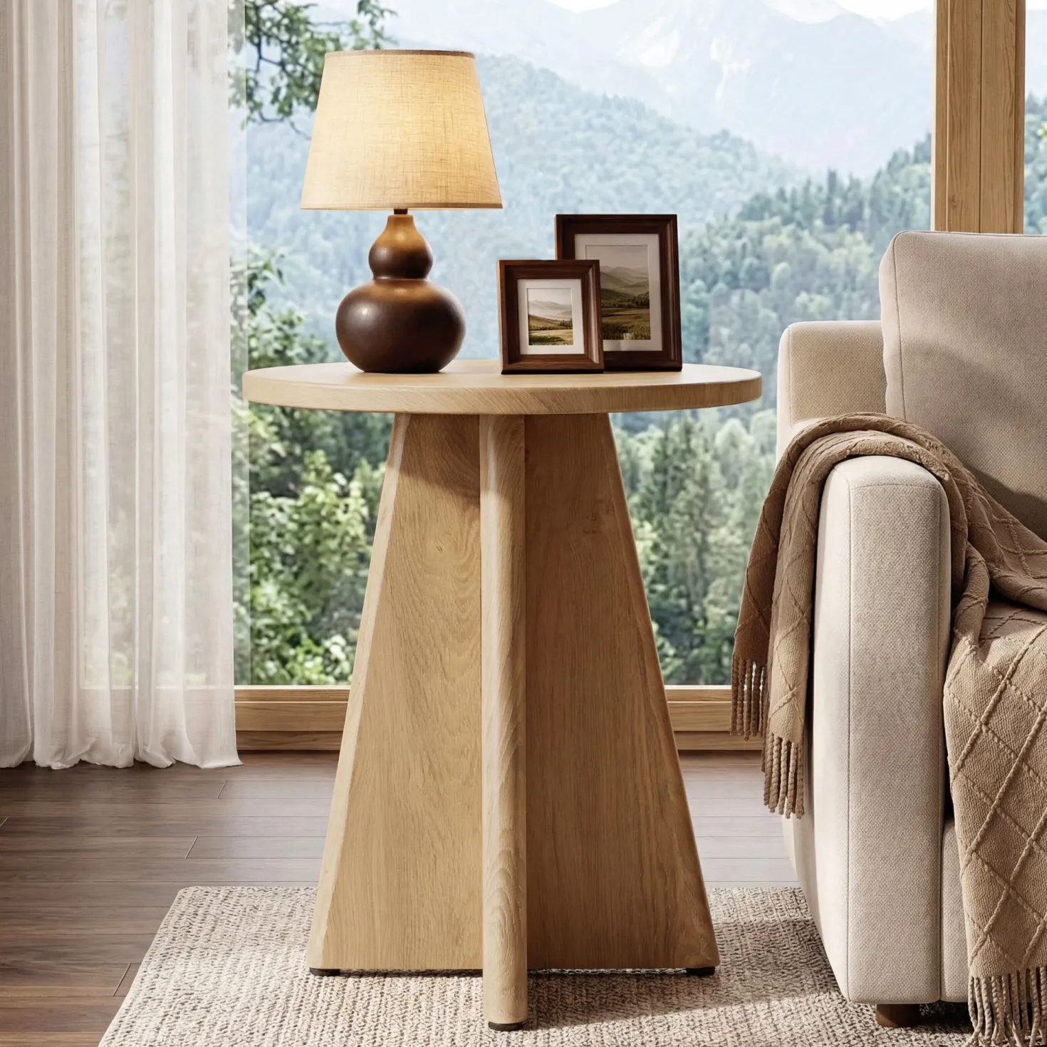 Tribesigns 19.7" Round End Table, Wooden Side Table for Living Room