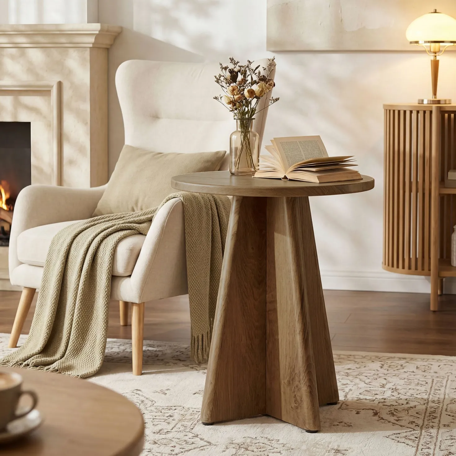 Tribesigns 19.7" Round End Table, Wooden Side Table for Living Room