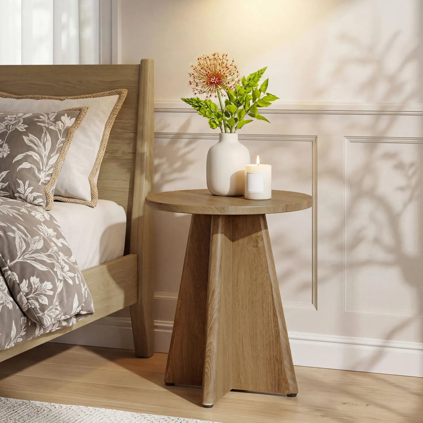 Tribesigns 19.7" Round End Table, Wooden Side Table for Living Room