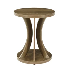 Tribesigns 17.71" Round Side Table, Farmhouse Curved End Table