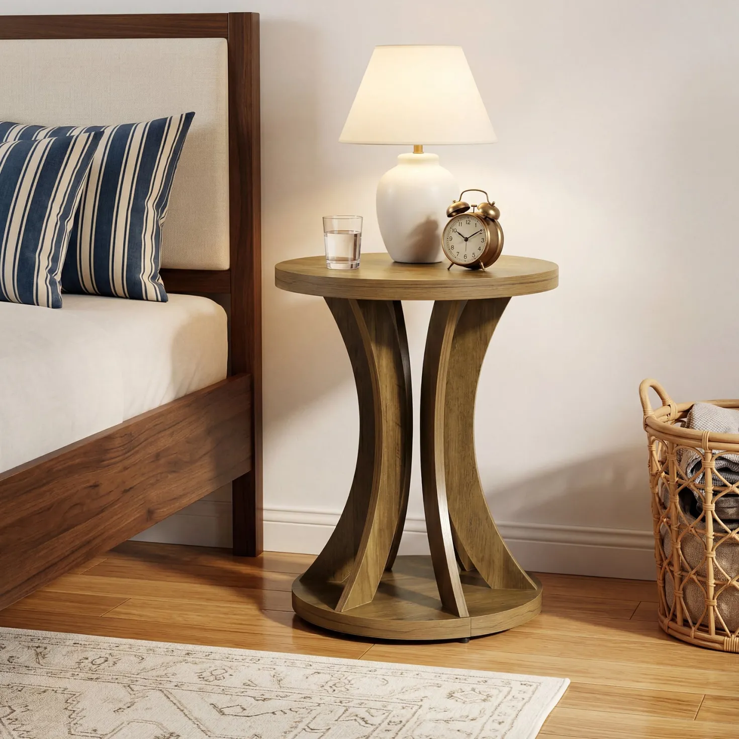 Tribesigns 17.71" Round Side Table, Farmhouse Curved End Table