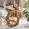 Tribesigns 19.69" Round Side Table, Curved Wooden Nightstand for Small Spaces