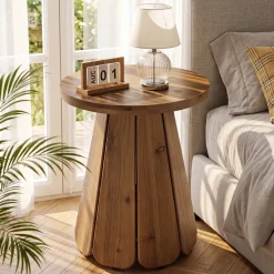 Tribesigns 19.69" Small Round End Table, Mid Century Accent Table for Living Room