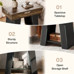 Tribesigns 23.62” Small 2-Tier End Table with Storage Shelf, Two-Tone Farmhouse Side Table
